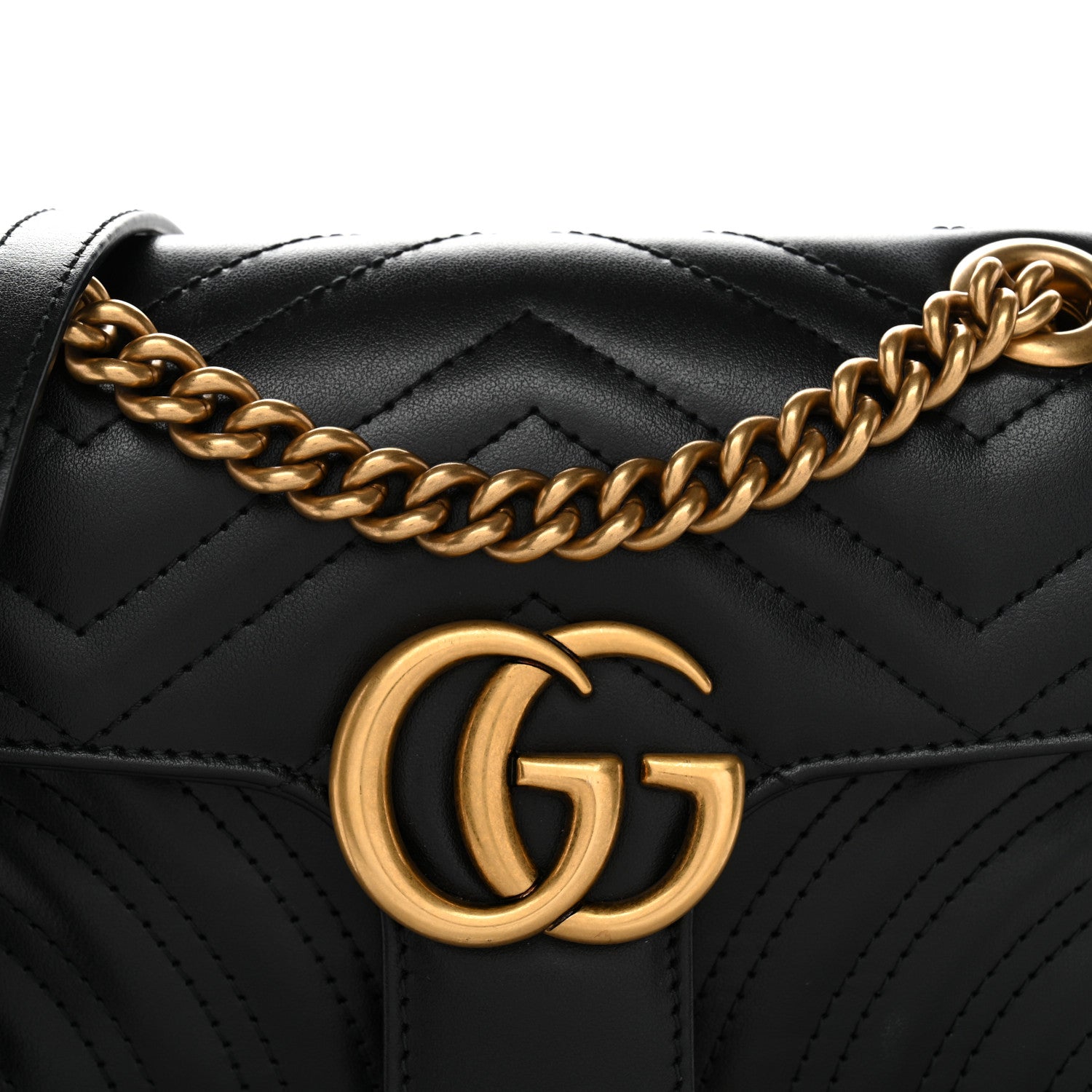 Gucci Calfskin Matelasse Mini GG Marmont Shoulder Bag Black 8 of 10