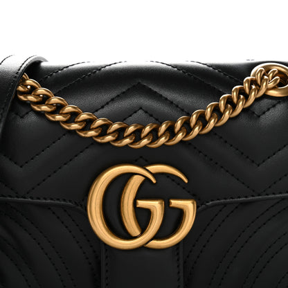 Gucci Calfskin Matelasse Mini GG Marmont Shoulder Bag Black 8 of 10