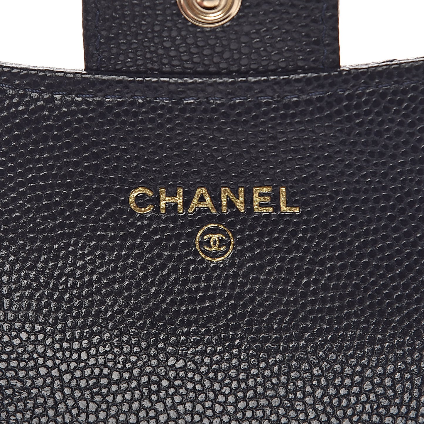 Caviar Quilted Flap Card Holder Wallet Navy Blue