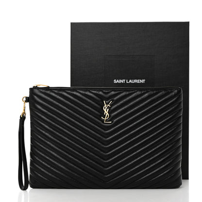 Saint Laurent Calfskin Matelasse Monogram Cassandre Tablet Pouch Black 8 of 8