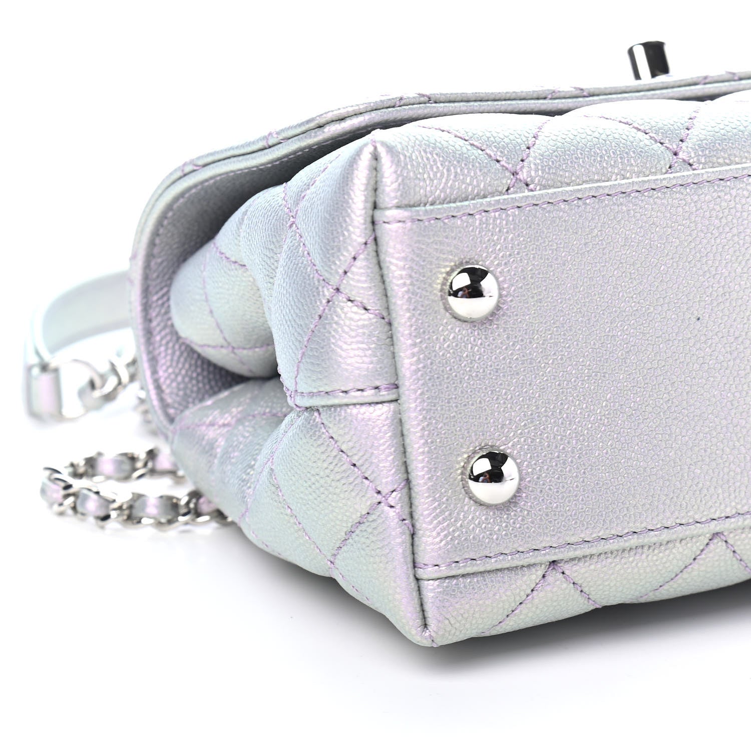 Chanel Iridescent Caviar Quilted Extra Mini Coco Handle Flap Purple 8 of 9