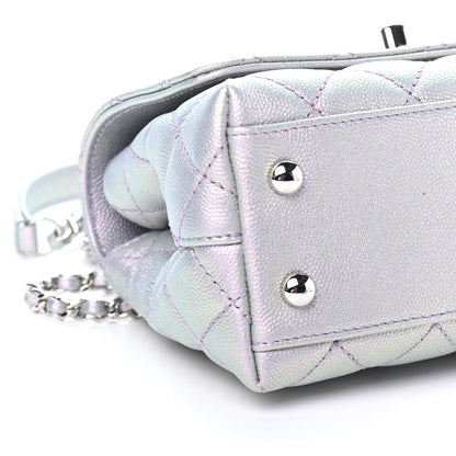 Chanel Iridescent Caviar Quilted Extra Mini Coco Handle Flap Purple 8 of 9