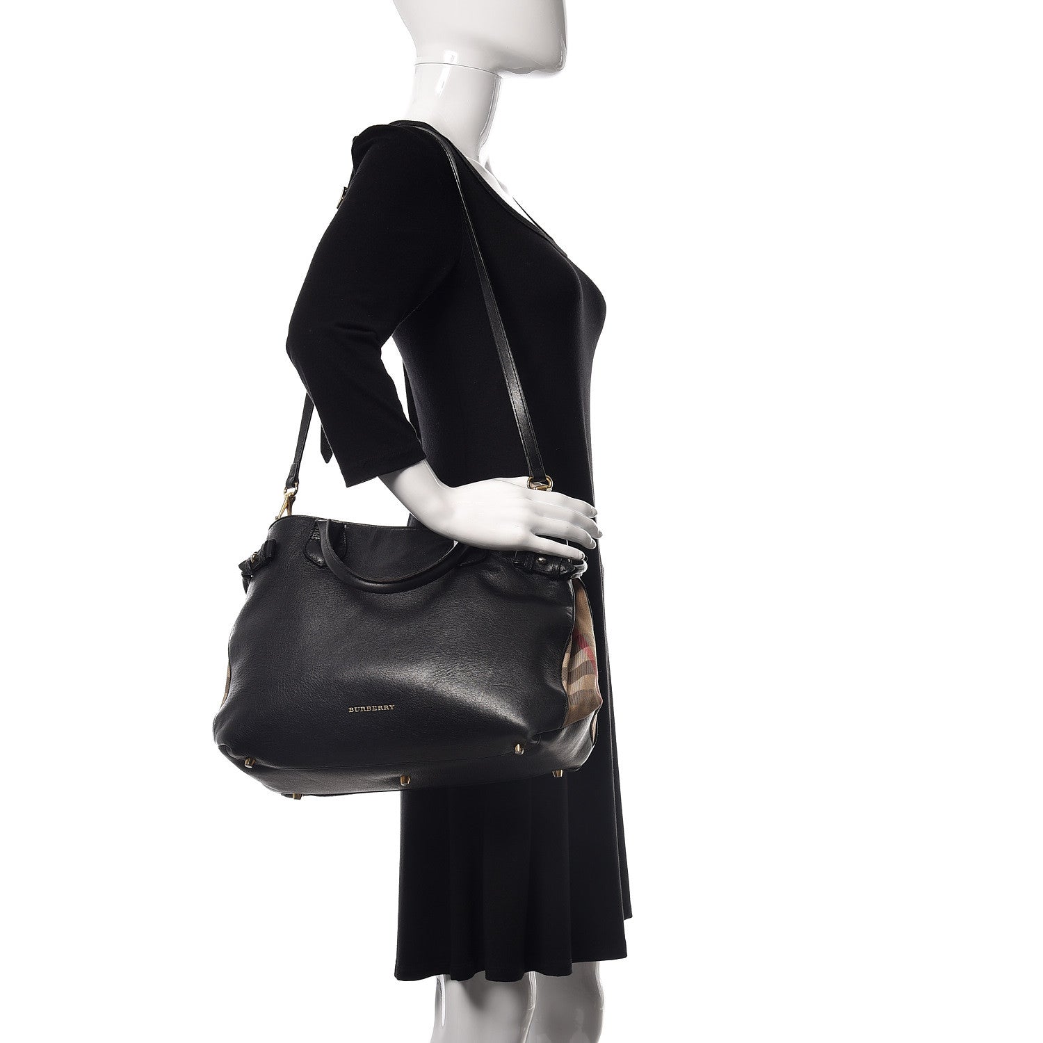 Burberry Smooth Calfskin Medium Banner Tote Black 3 of 19
