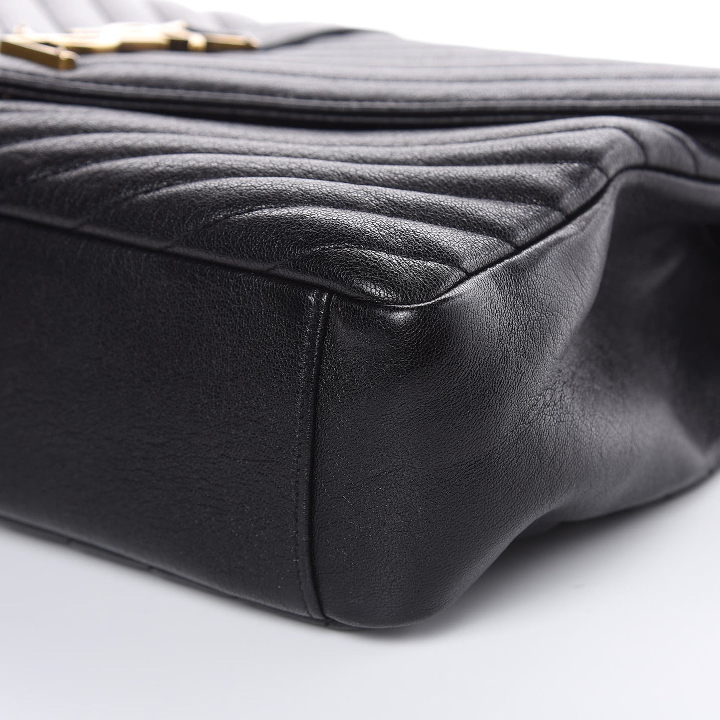 Sheepskin Matelasse Chevron Monogram Large College Satchel Black