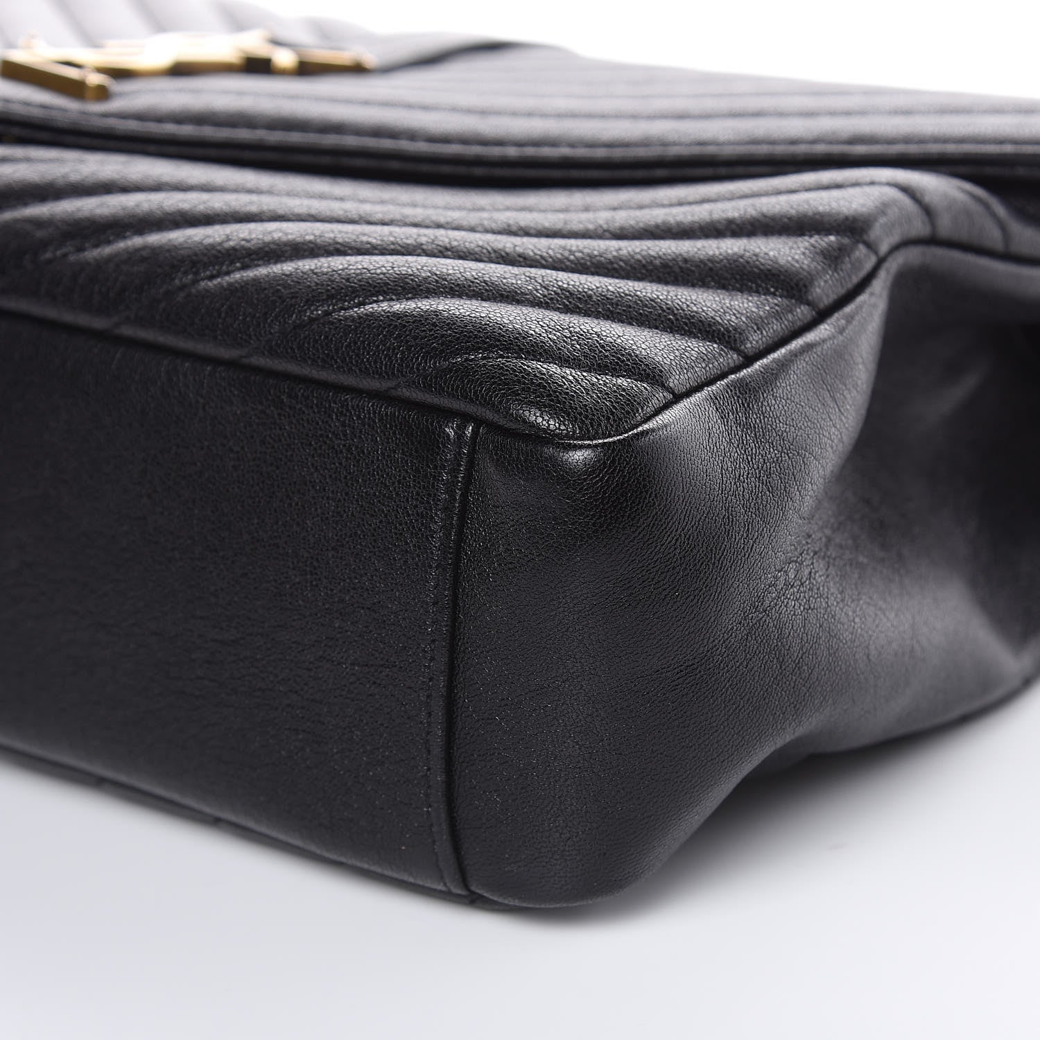 Saint Laurent Sheepskin Matelasse Chevron Monogram Large College Satchel Black 9 of 12