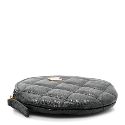 Chanel Caviar Quilted Round Clip On Coin Purse Black 4 of 10