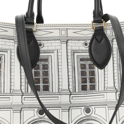Louis Vuitton X FORNASETTI Calfskin Architettura Onthego MM Black White 7 of 12