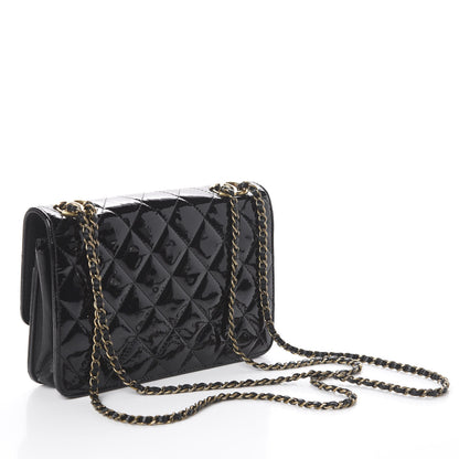 Chanel Patent Goatskin Quilted CC Eyelet Wallet On Chain WOC Black 2 of 9