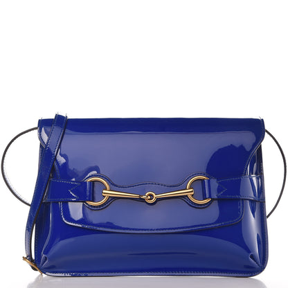 Gucci Patent Large Bright Bit Shoulder Bag Deep Zaffiro 3 of 8
