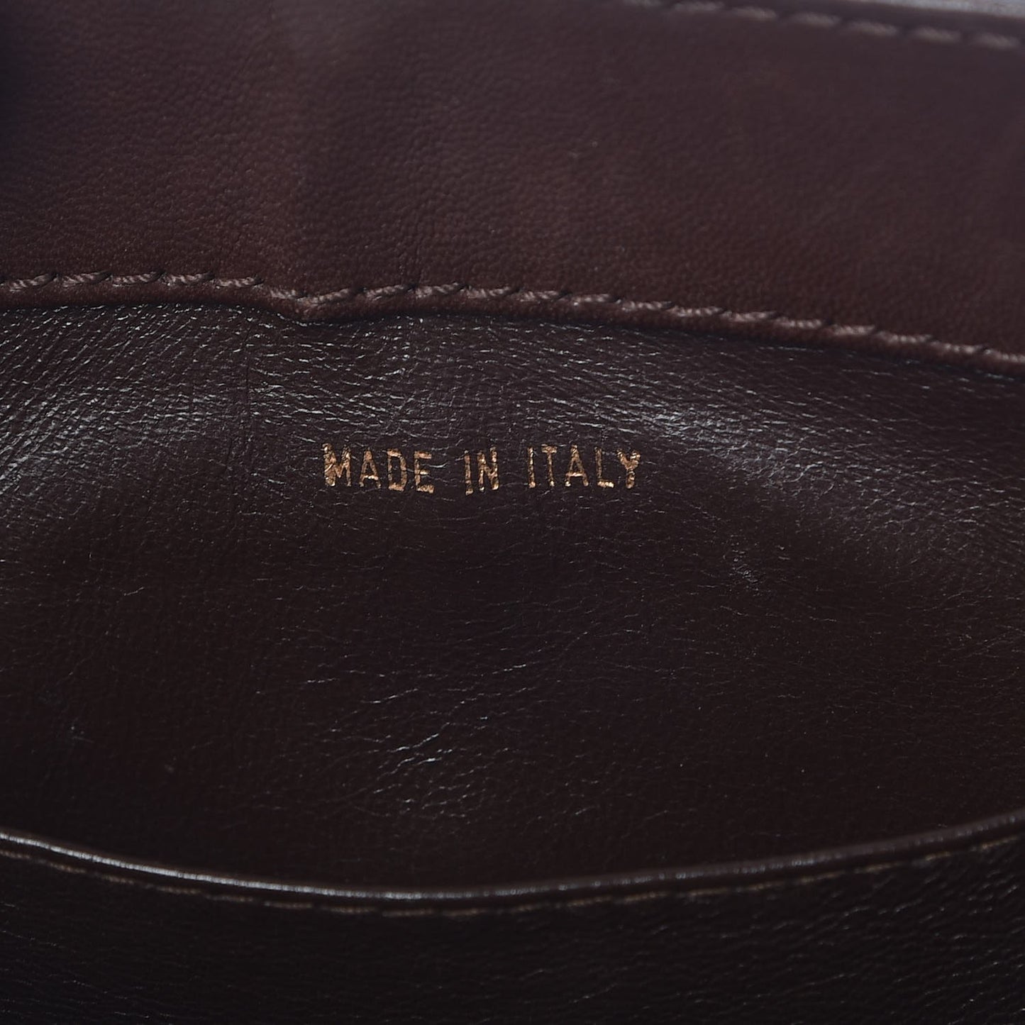 CHANE Lambskin Stitched Shoulder Bag Brown