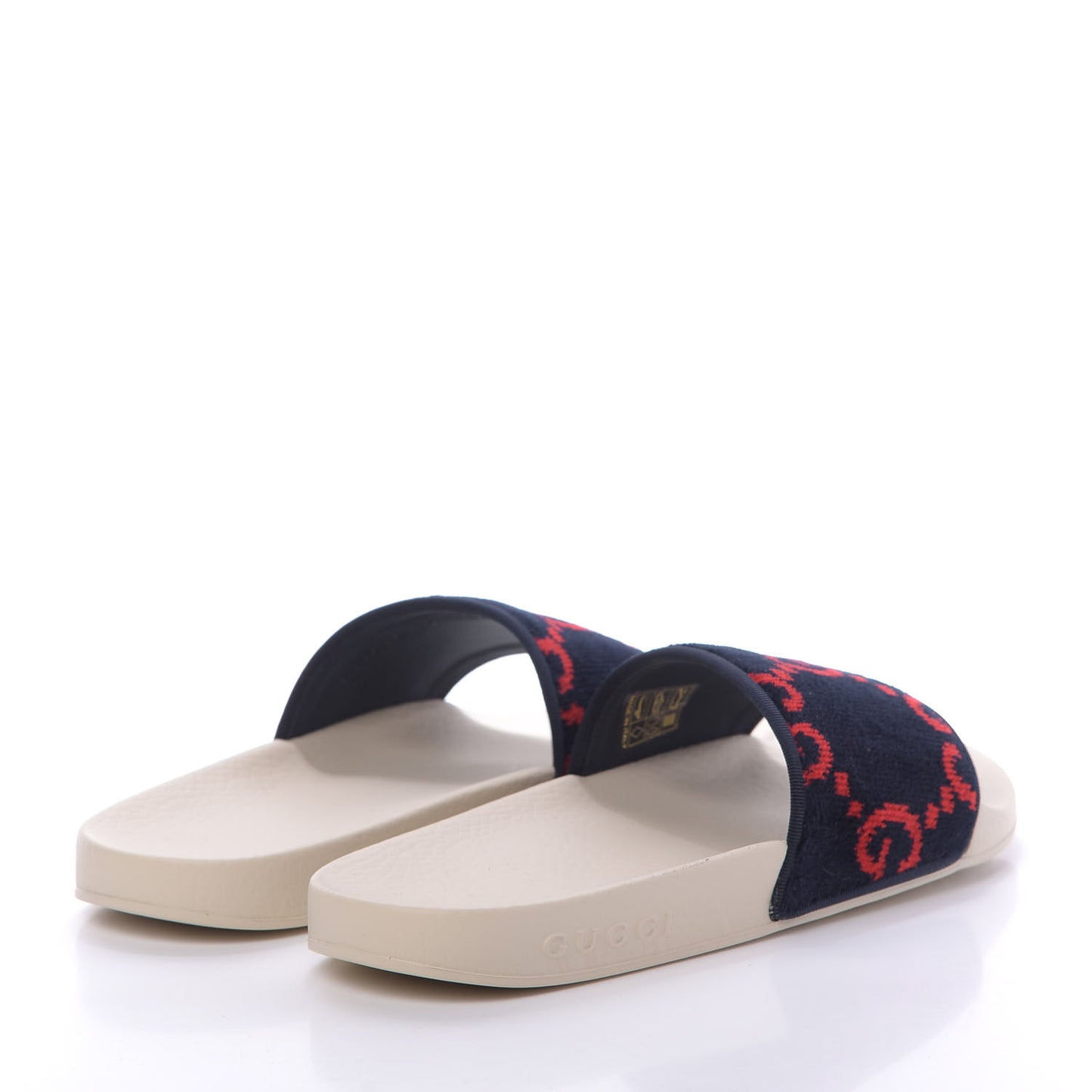 Terry Cloth GG Monogram Slide Sandals 37 Blue Red