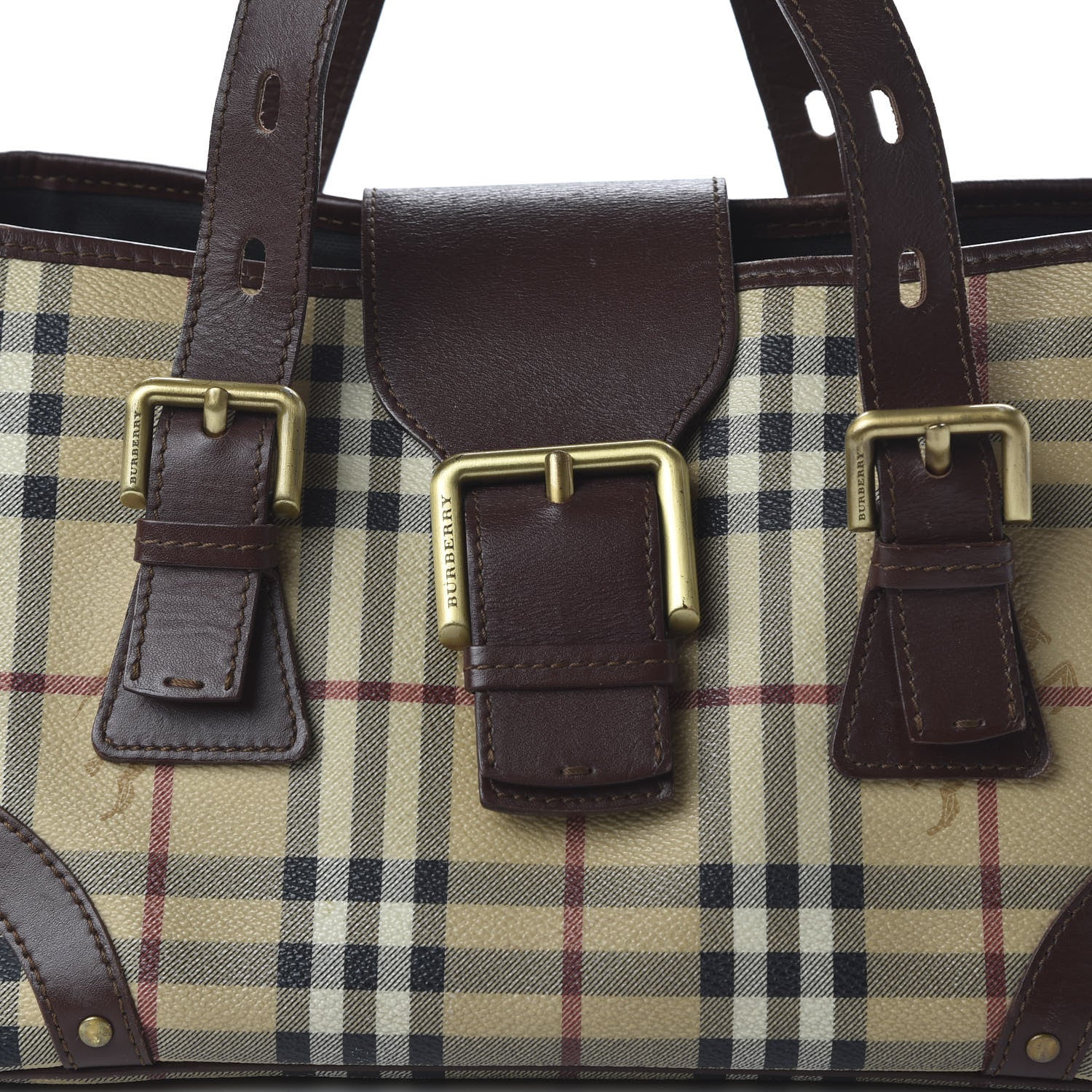 Burberry Haymarket Check Buckle Satchel Chocolate 10 of 10