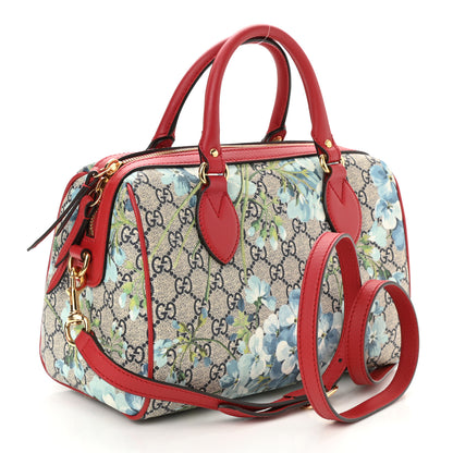Gucci GG Supreme Monogram Blooms Small Boston Beige Blue Navy Hibiscus Red 3 of 9