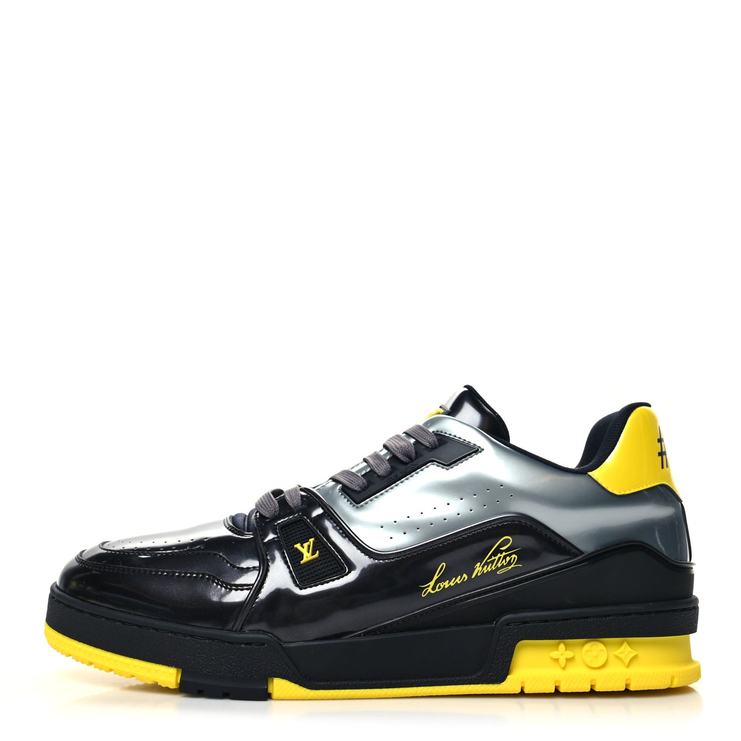 Mix Materials Monogram Mens LV Trainer Sneakers 8.5 Black Yellow