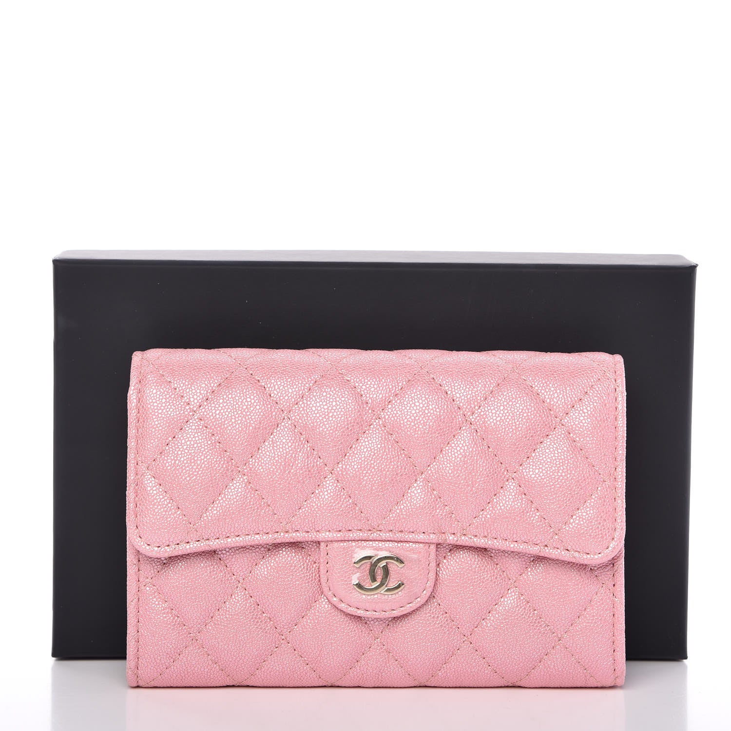 Chanel Iridescent Caviar Quilted Medium Flap Wallet Rose Pink 11 of 11