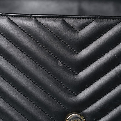 Saint Laurent Smooth Calfskin Matelasse Chevron Large Monogram Satchel Black 17 of 25