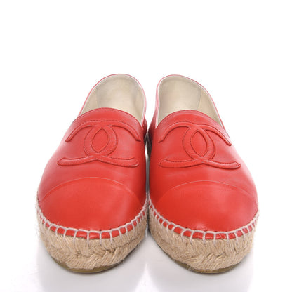 Chanel Lambskin CC Espadrilles 38 Red 2 of 10