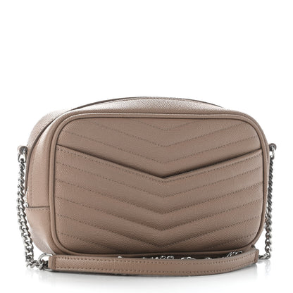 Saint Laurent Grain De Poudre Matelasse Monogram Mini Lou Camera Bag Dark Beige 3 of 9