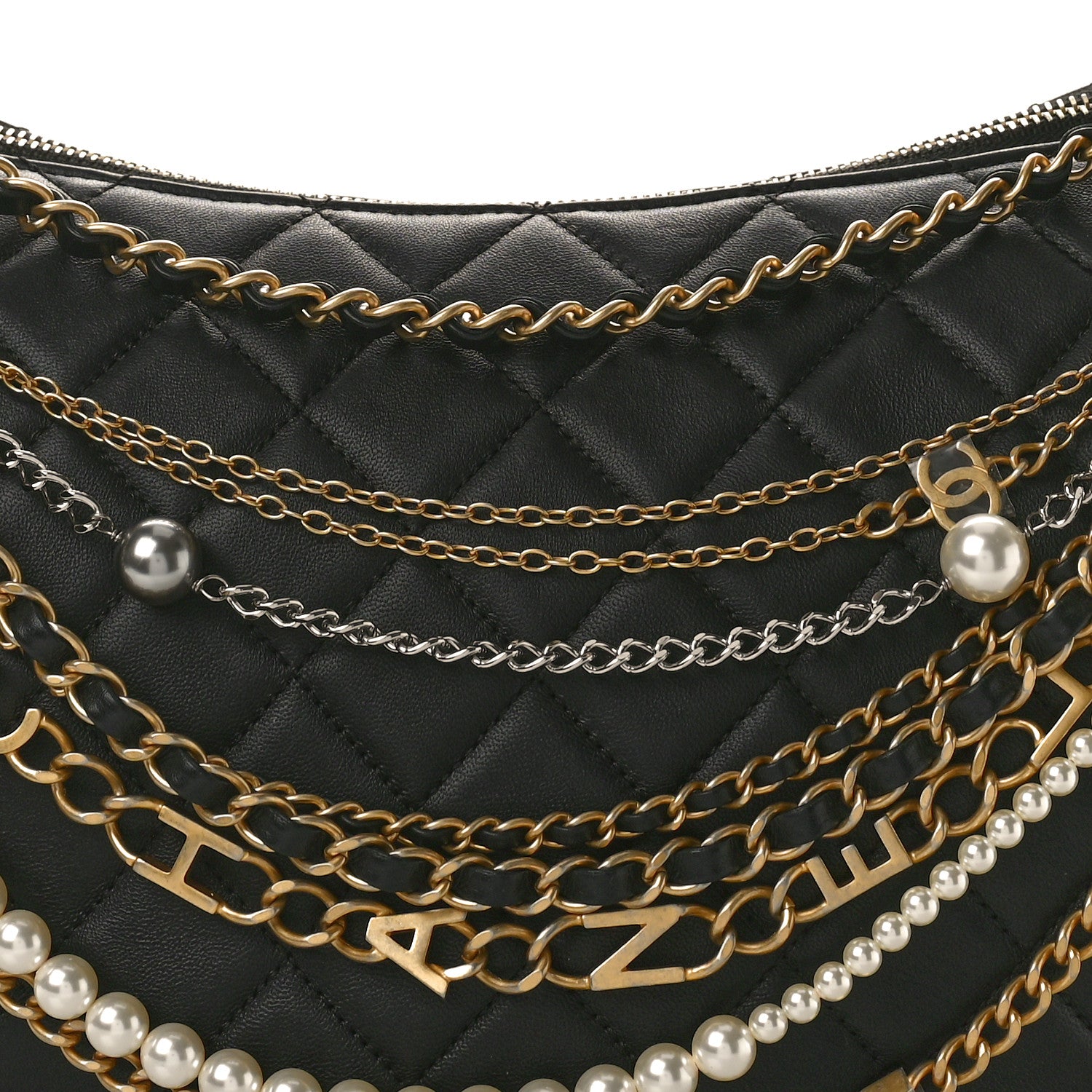 Chanel Lambskin Quilted All About Chains Hobo Black 8 of 10