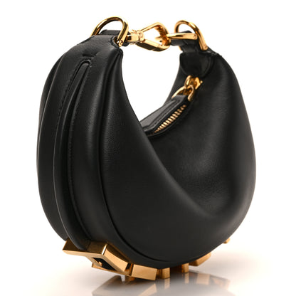 Fendi Vitello Grace Matte Nano Fendigraphy Hobo Charm Black 2 of 8