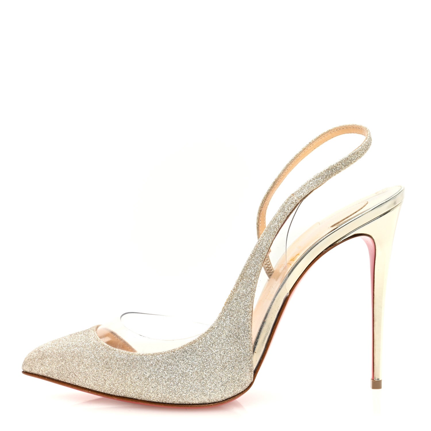 Christian Louboutin Mini Glitter PVC Specchio Optisexy 100 Pumps 39.5 Ivory Light Gold 1 of 8