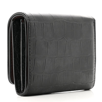 Mulberry Crocodile Embossed Calfskin Small French Continental Wallet Black 3 of 9