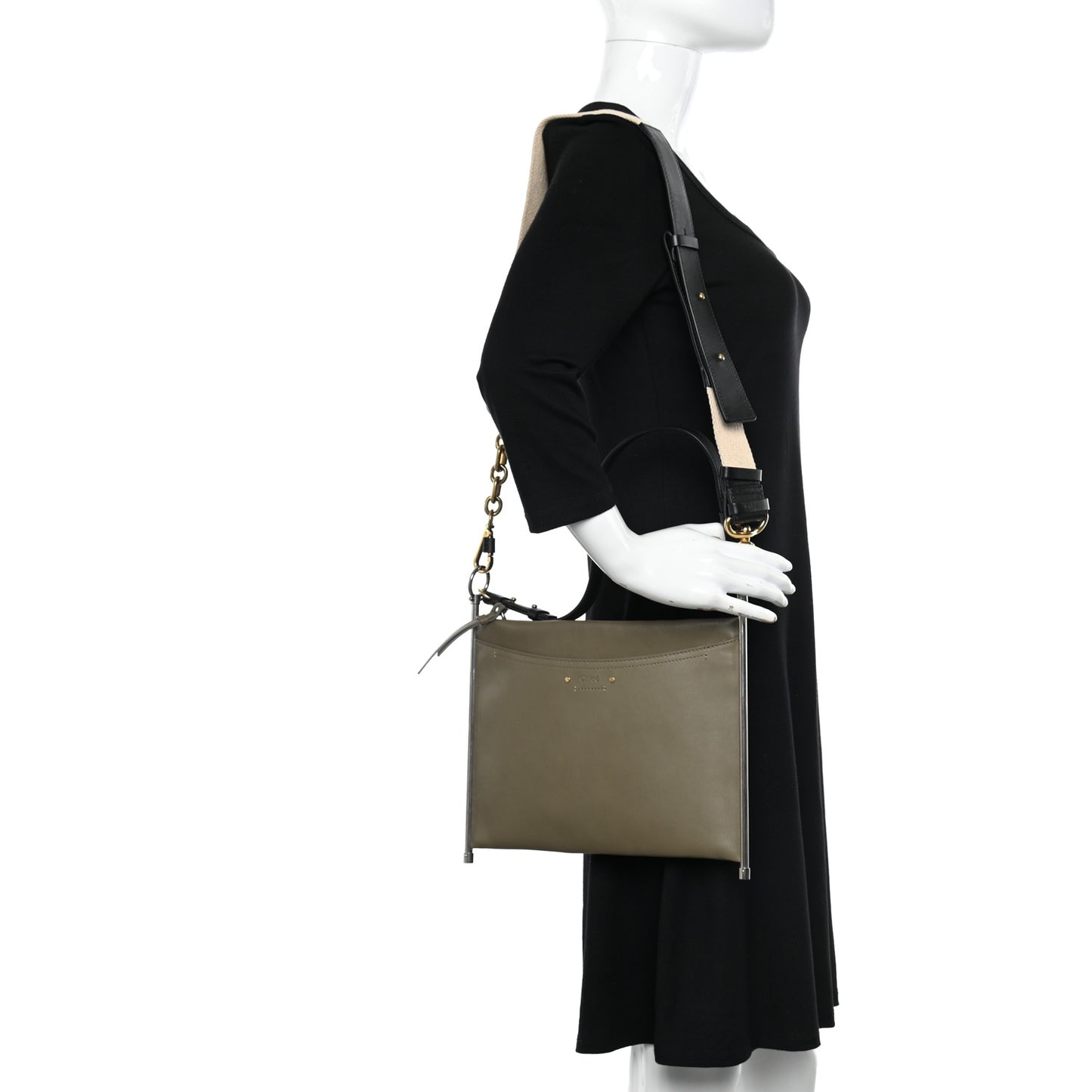Smooth Calfskin Medium Roy Clutch Merino Grey