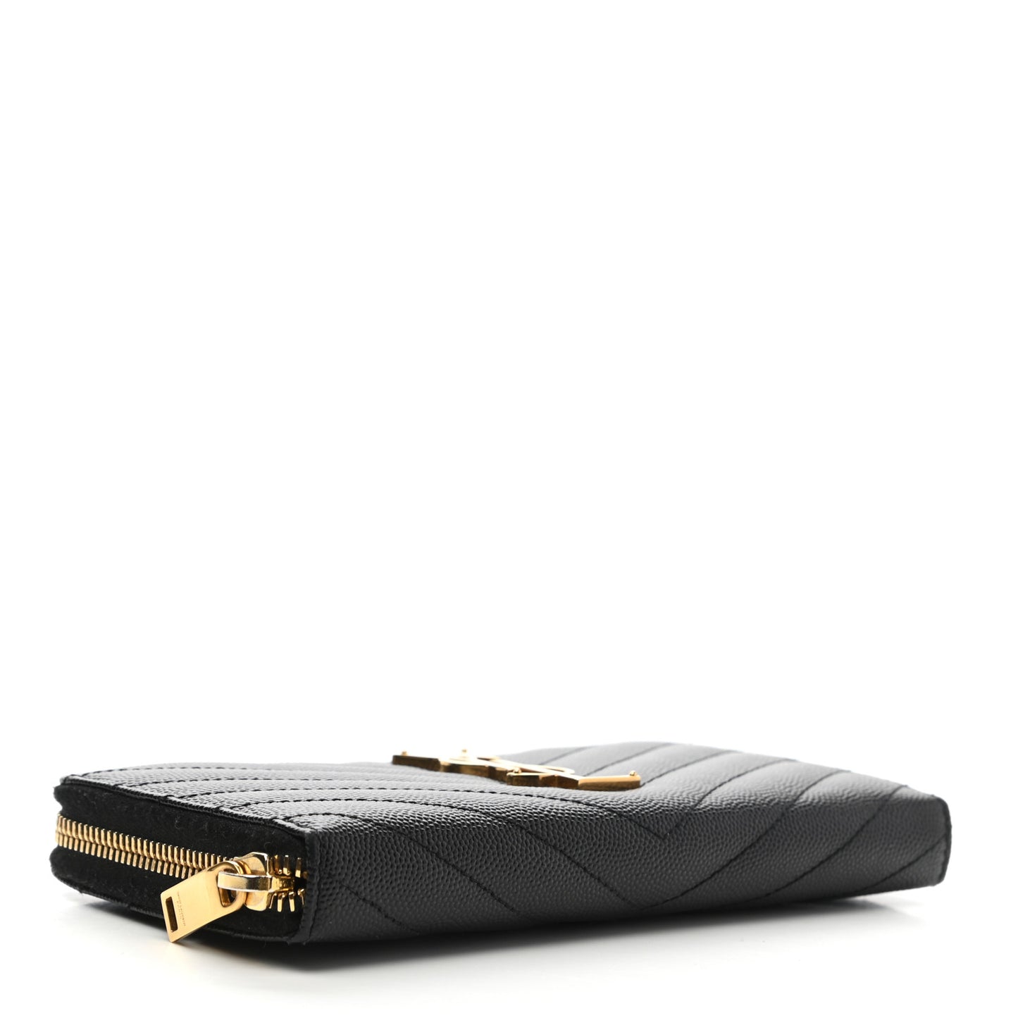 Grain De Poudre Matelasse Chevron Monogram Zip Around Wallet Black