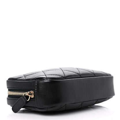 Chanel Lambskin Quilted Small Curvy Pouch Cosmetic Case Black 4 of 10