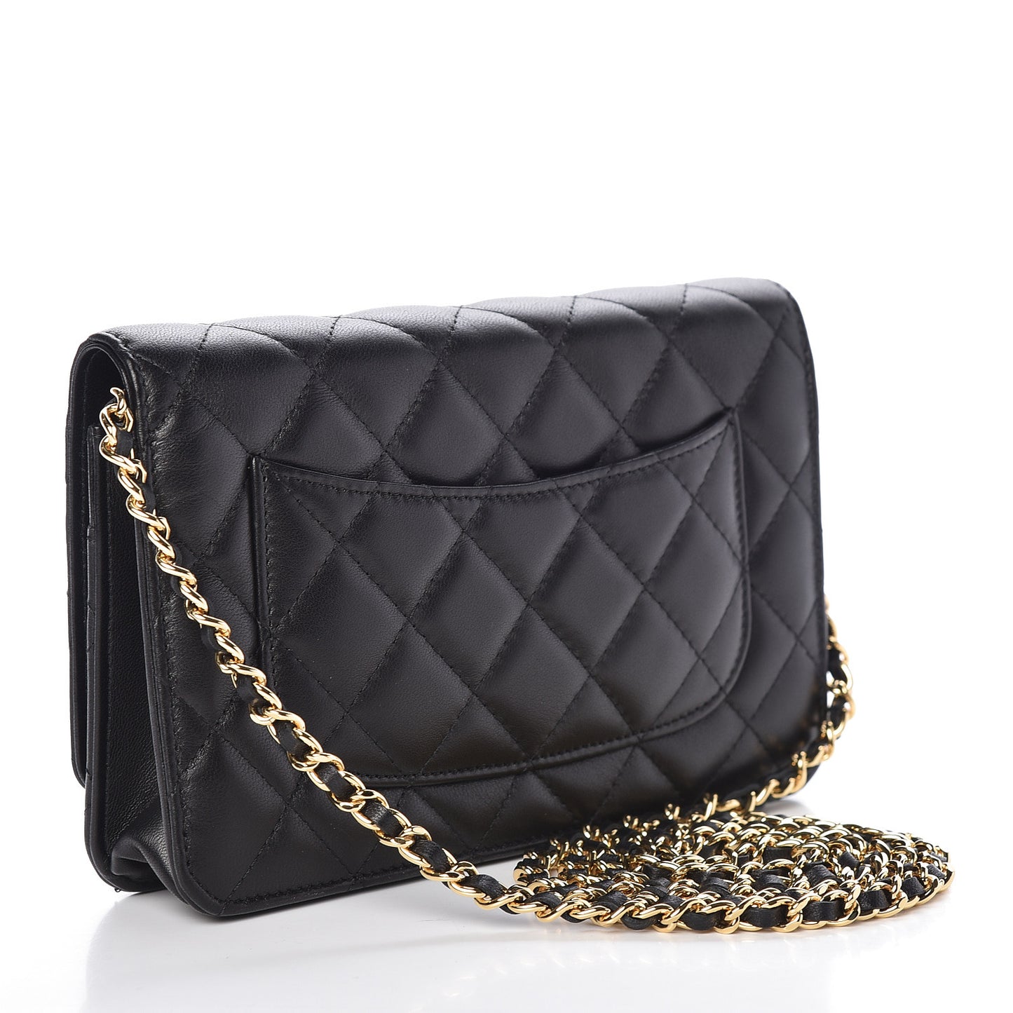 Lambskin Quilted Egyptian Amulet Wallet On Chain WOC Black