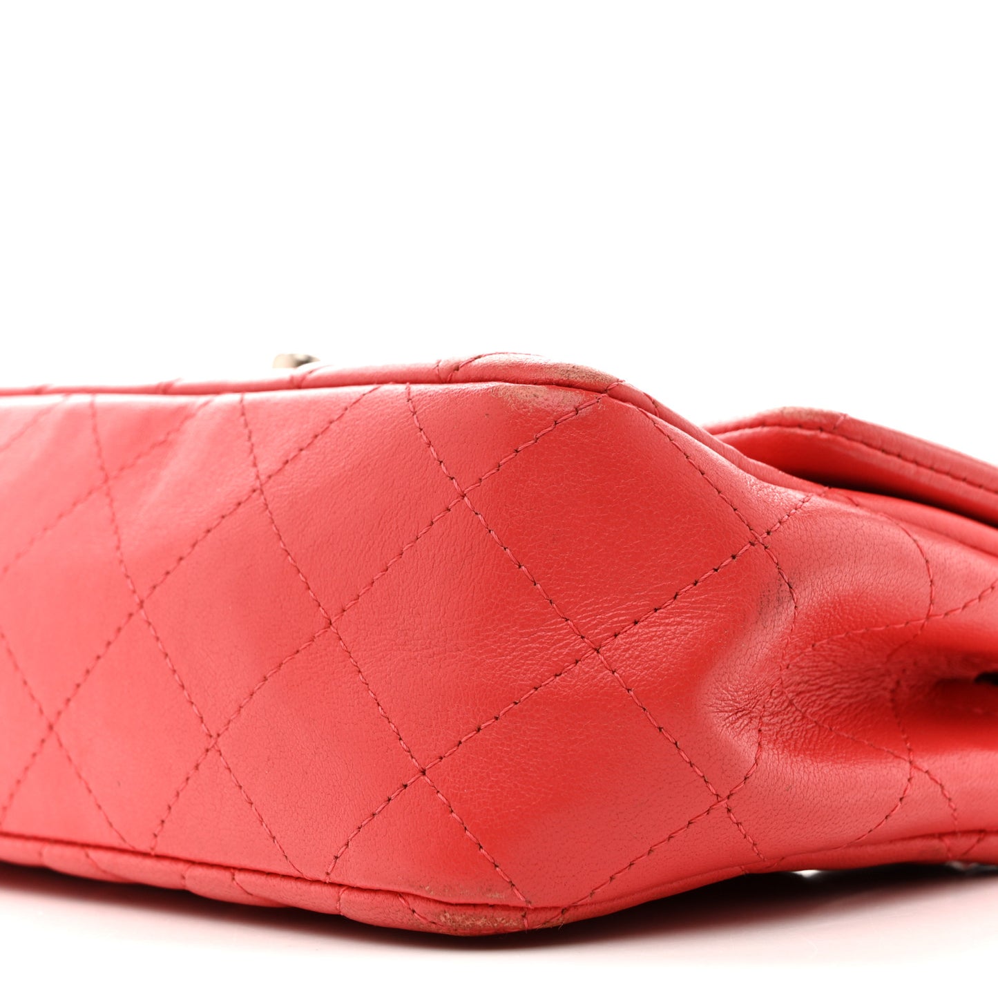 Lambskin Quilted Mini Rectangular Flap Coral