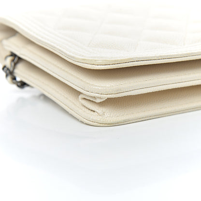 Chanel Caviar Quilted Boy Wallet On Chain WOC White 10 of 14