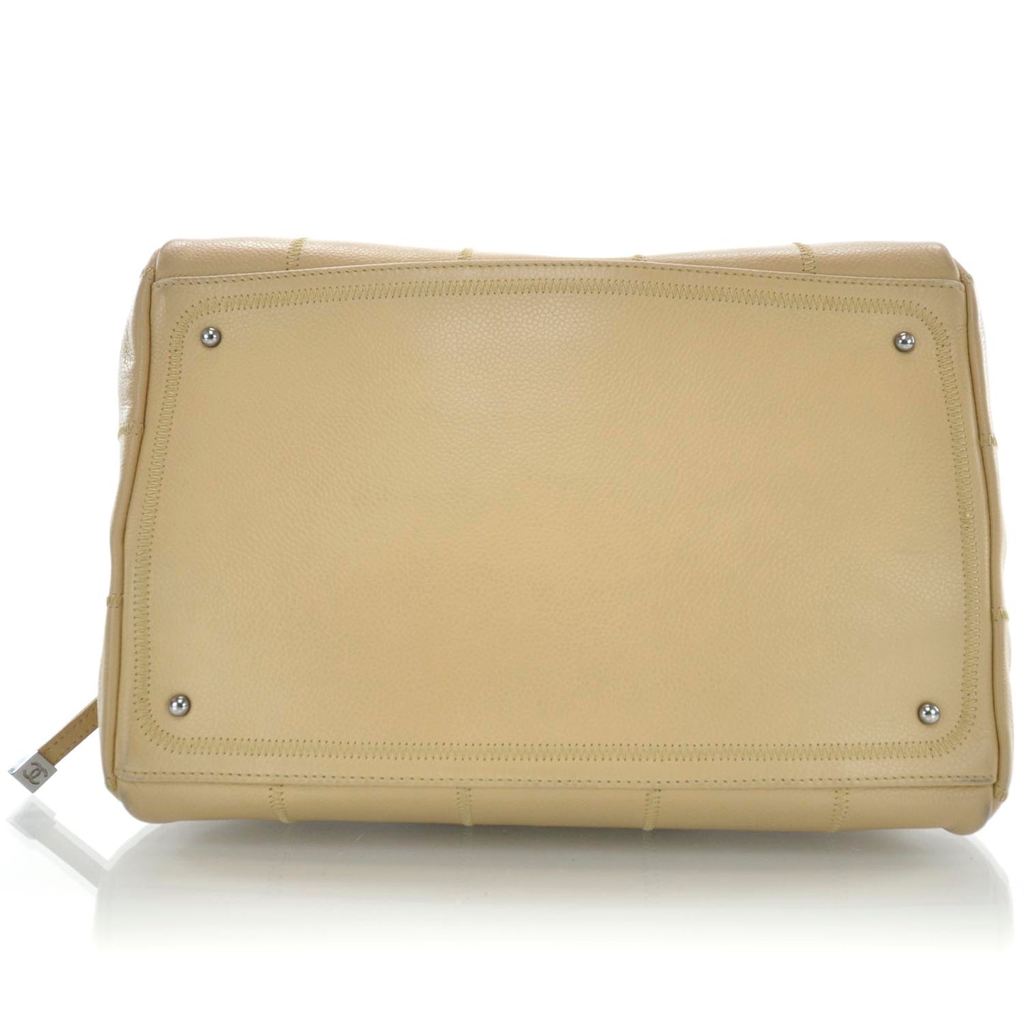 Leather Square Stitched Bag Beige