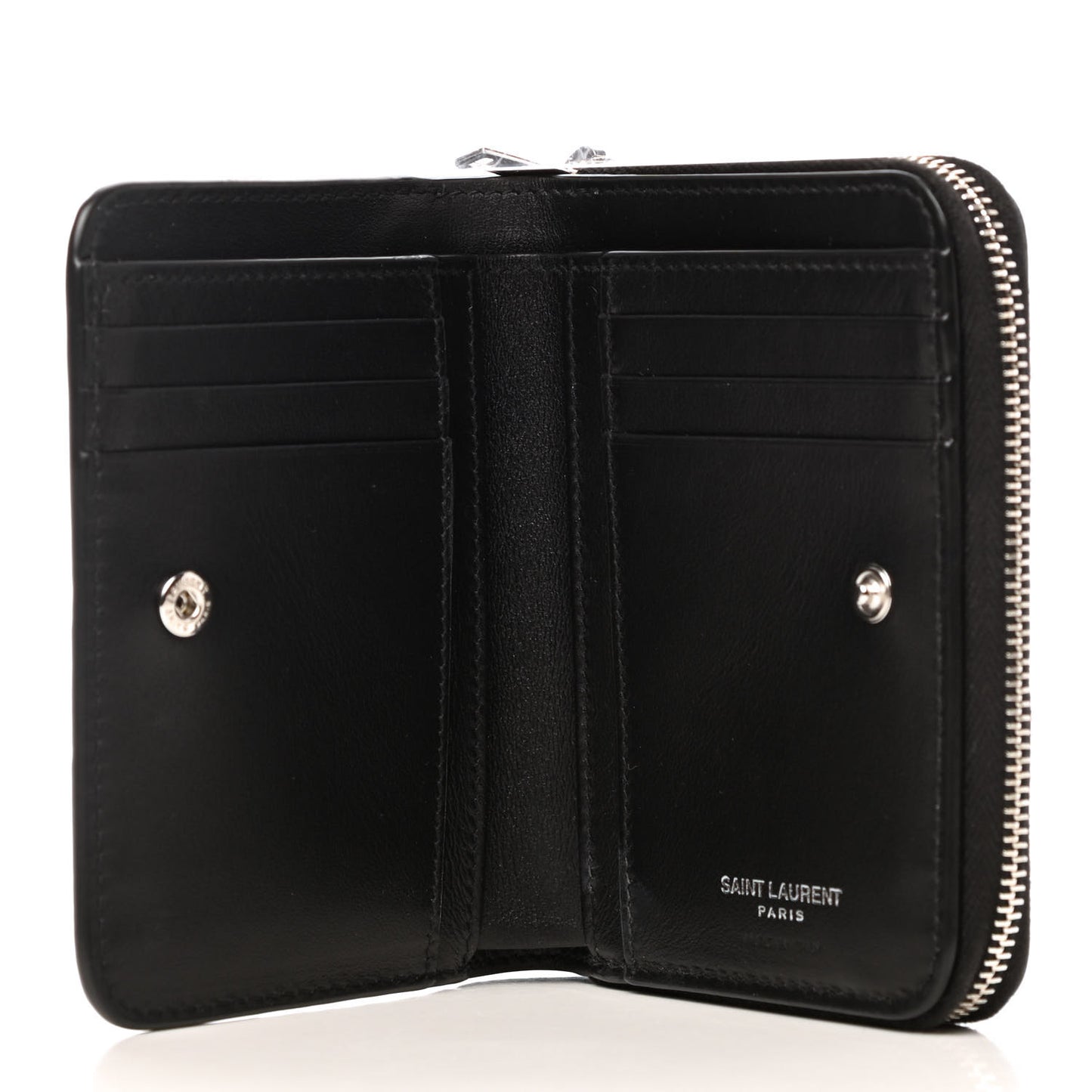 Calfskin Crocodile Embossed Monogram Compact Wallet Black