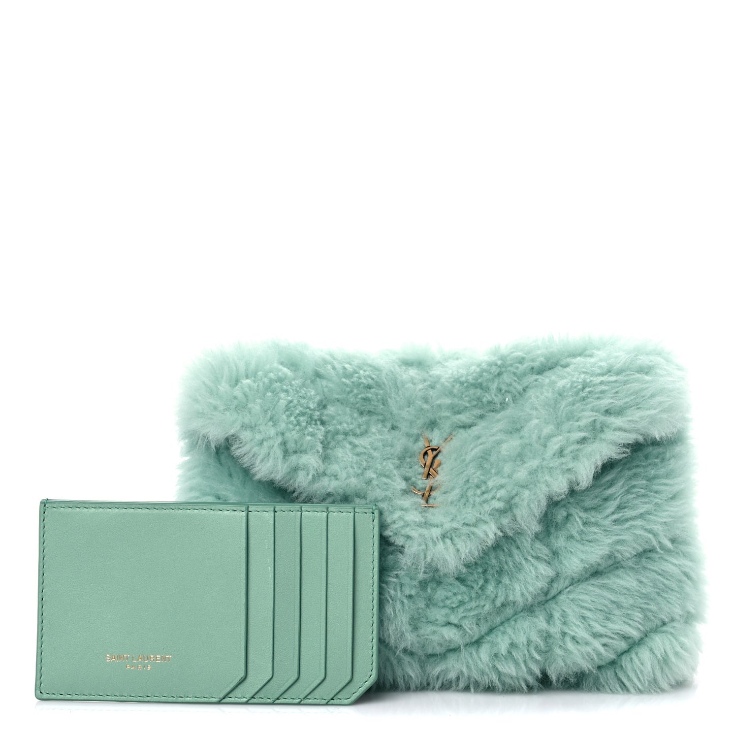 Shearling Quilted Monogram Loulou Puffer Pouch Clutch Iced Mint