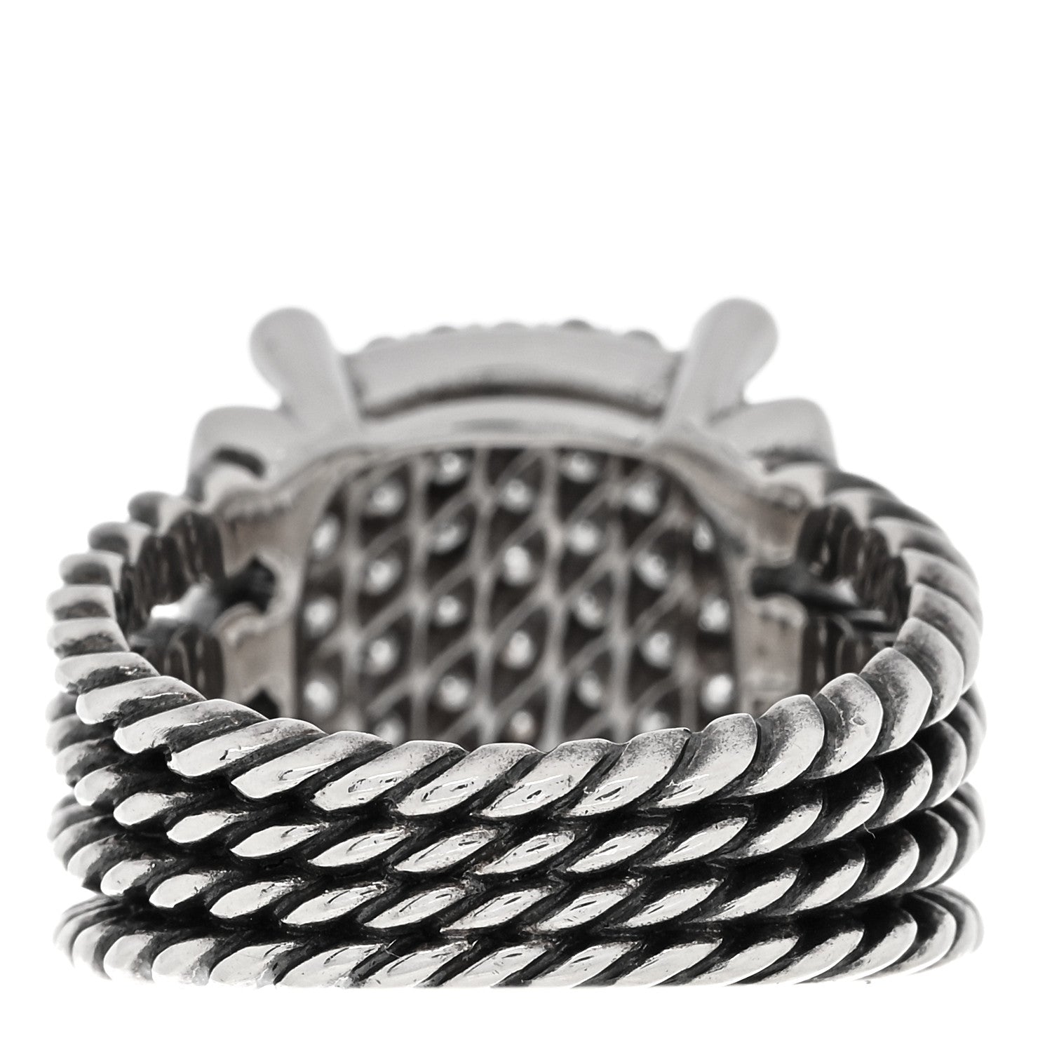 David Yurman Sterling Silver Diamond 16mm Wheaton Ring 54 7 3 of 4