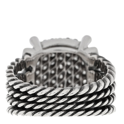 David Yurman Sterling Silver Diamond 16mm Wheaton Ring 54 7 3 of 4
