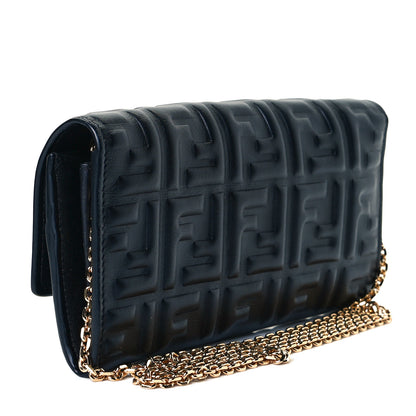 Fendi Nappa Matisse FF Embossed Continental Wallet On Chain Black 2 of 3