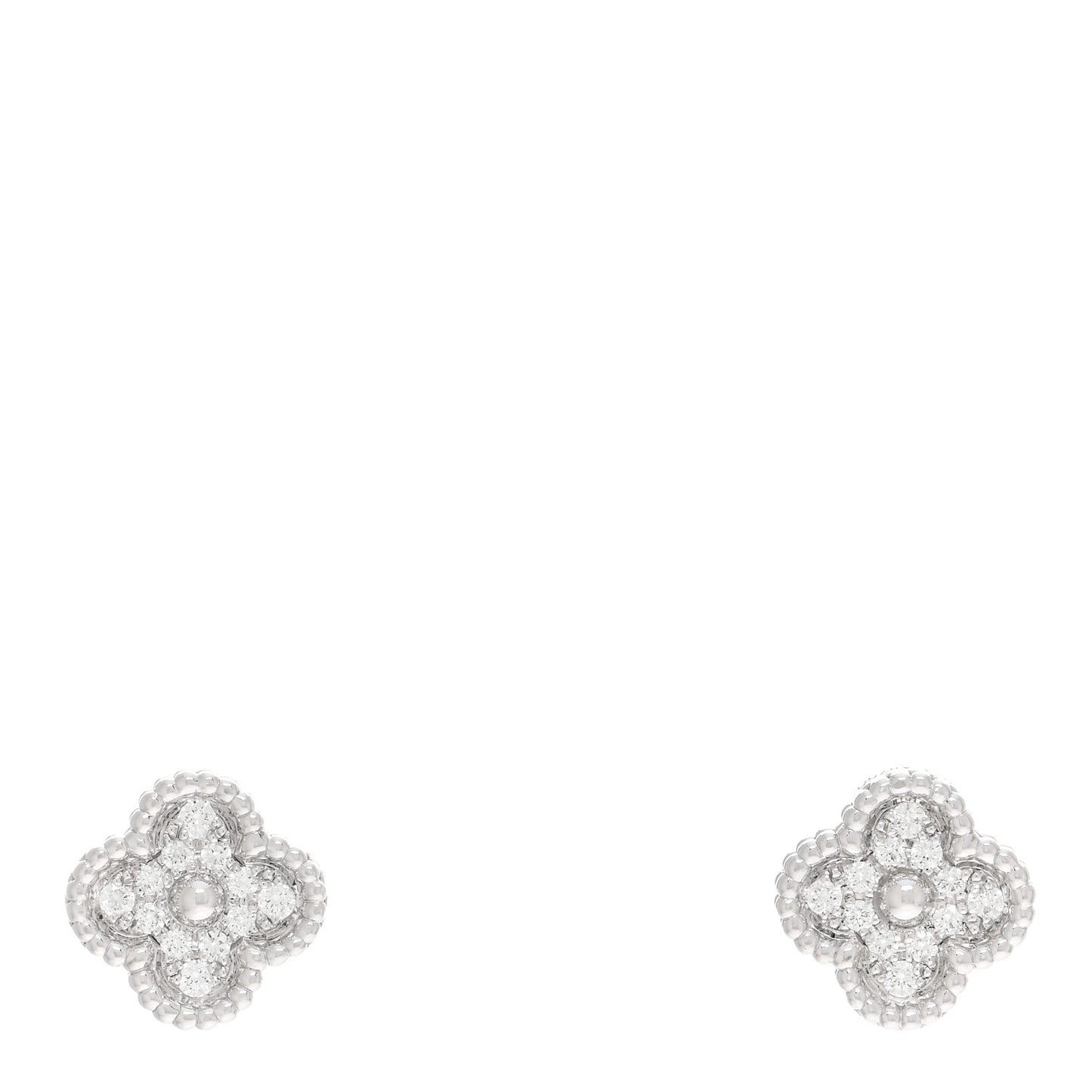 18K White Gold Diamond Sweet Alhambra Earrings