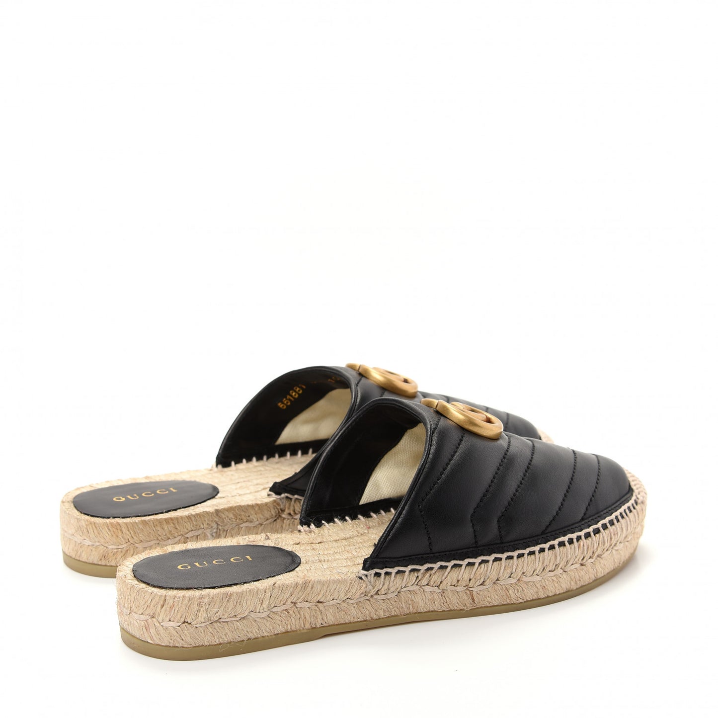 Nappa Matelasse GG Marmont Espadrille Slippers 36.5 Black