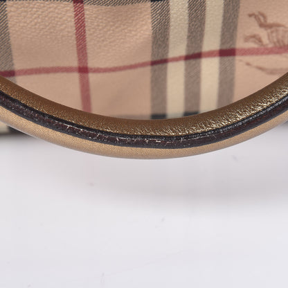 Burberry Metallic Calfskin Haymarket Check Large Northfield Tote Gold 14 of 23