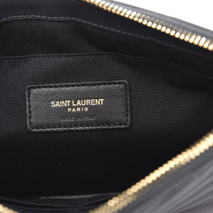 Saint Laurent Calfskin Matelasse Chevron Monogram A5 Wristlet Dark Smog 6 of 10