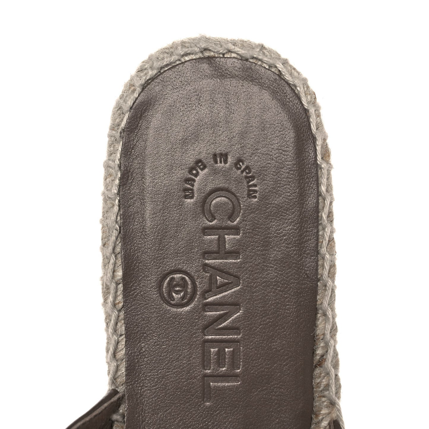 Calfskin CC Espadrille Mules 38 Dark Beige