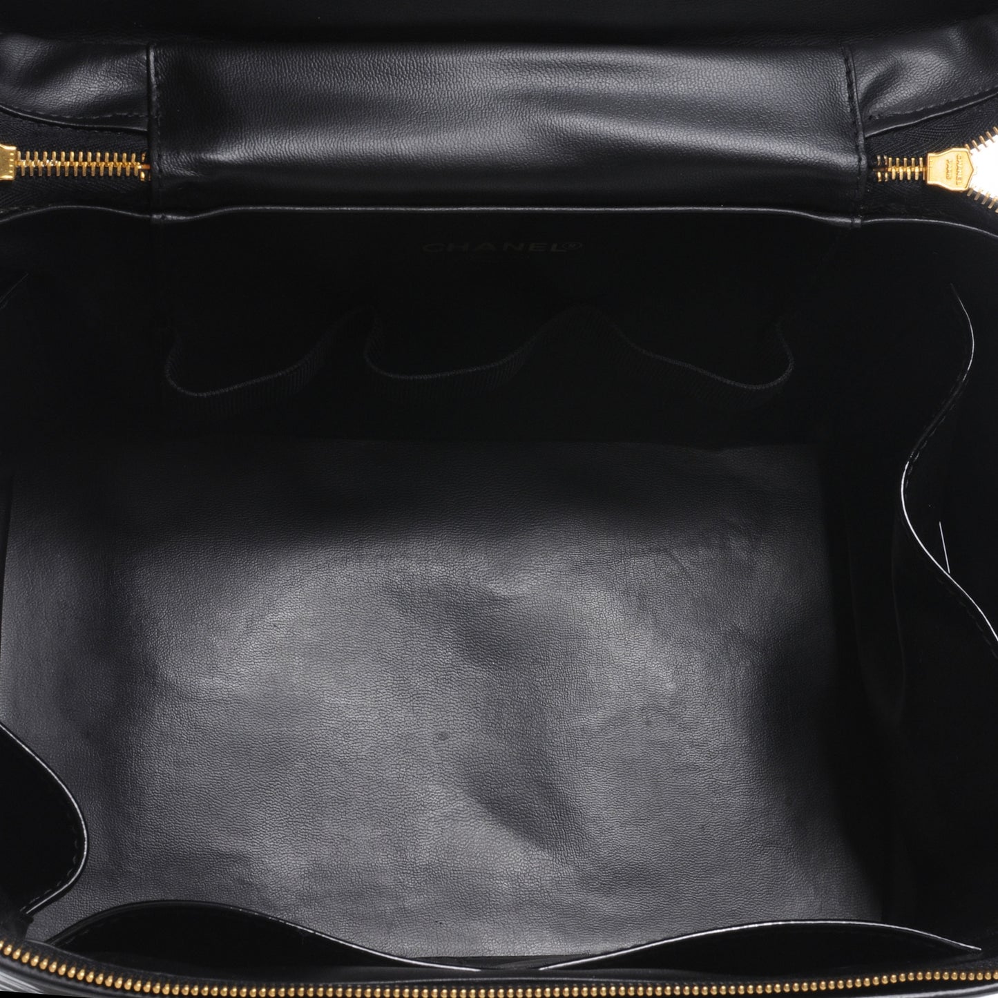 Patent Large Cosmetic Train Case Black