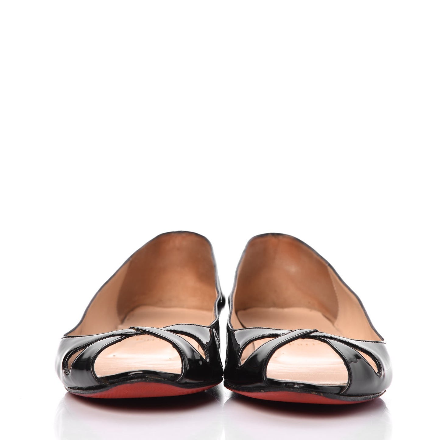 Patent Croisette Peep Toe Flats 40 Black