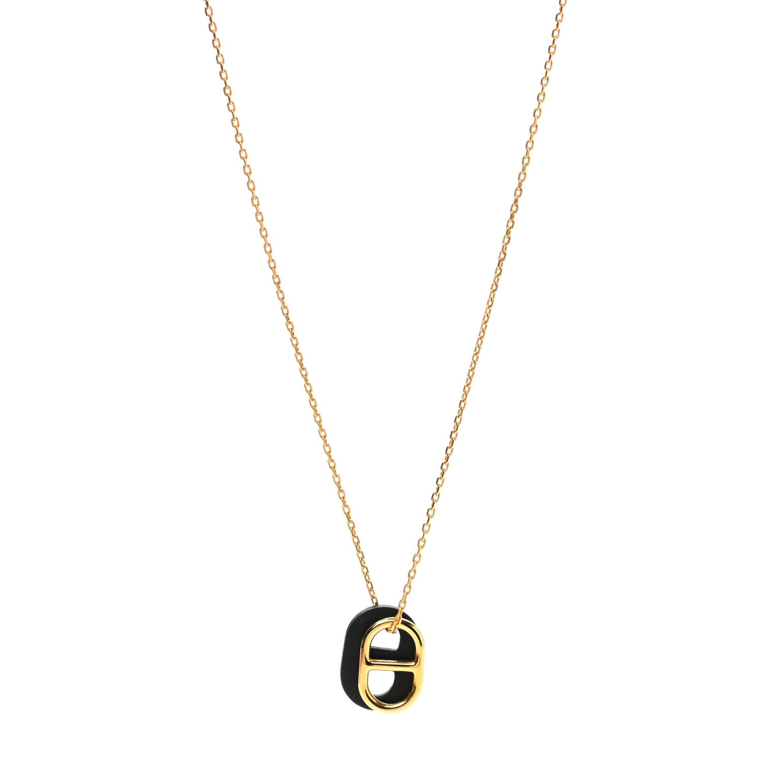 Hermes Swift O'Maillon Pendant Necklace Black 1 of 5