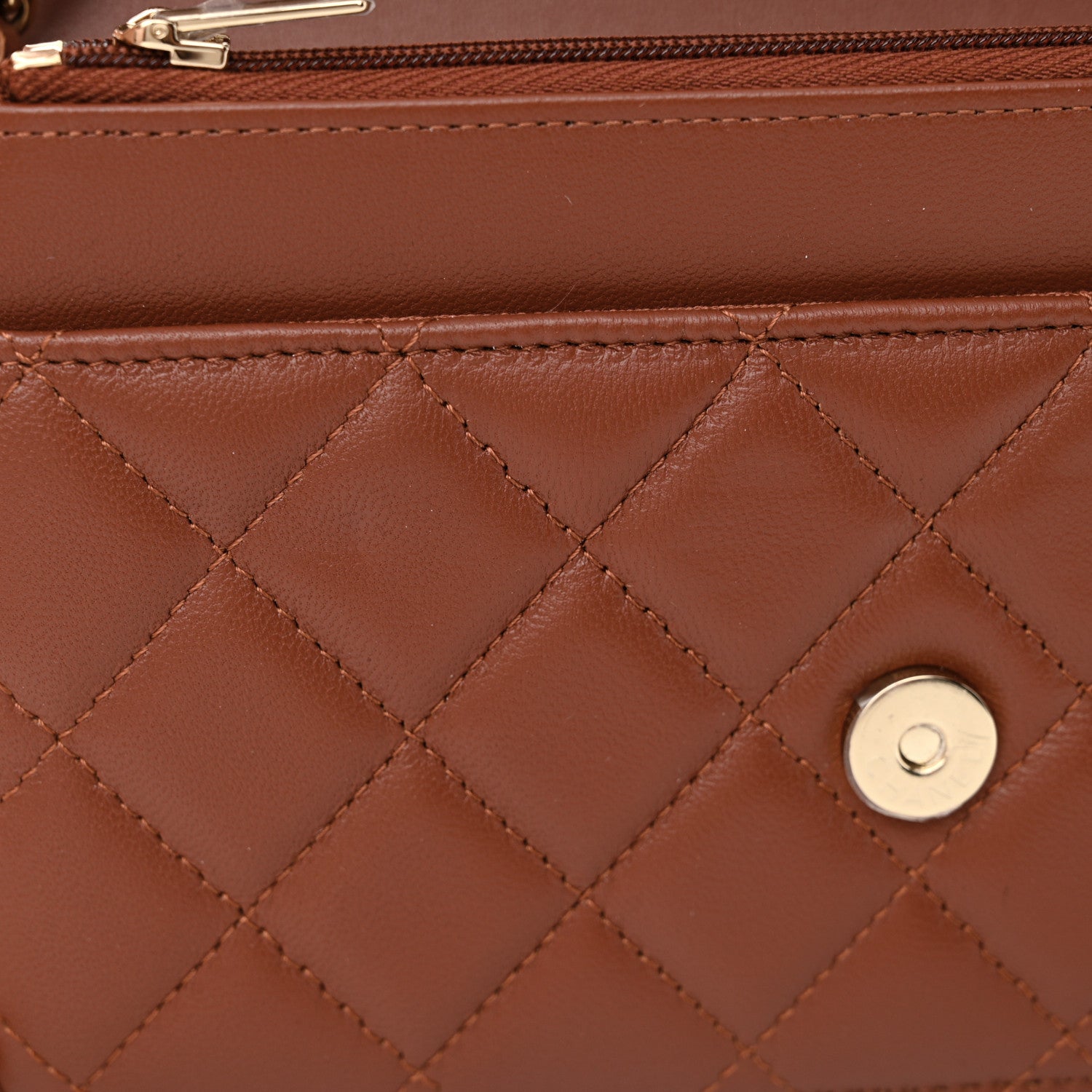 Chanel Lambskin Quilted Wallet On Chain WOC Brown 12 of 14
