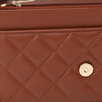 Chanel Lambskin Quilted Wallet On Chain WOC Brown 12 of 14