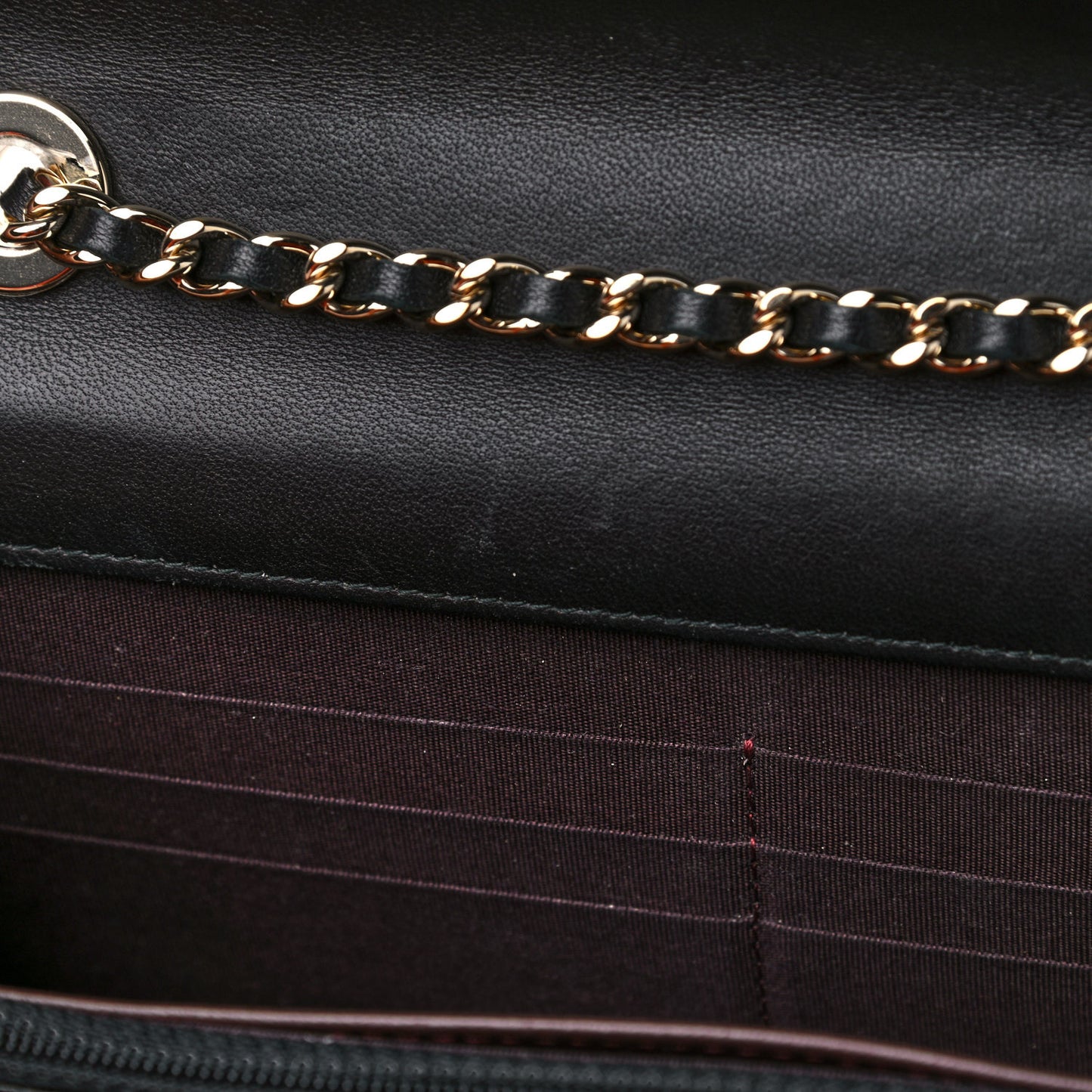 Lambskin Quilted Trendy CC Wallet On Chain WOC Black