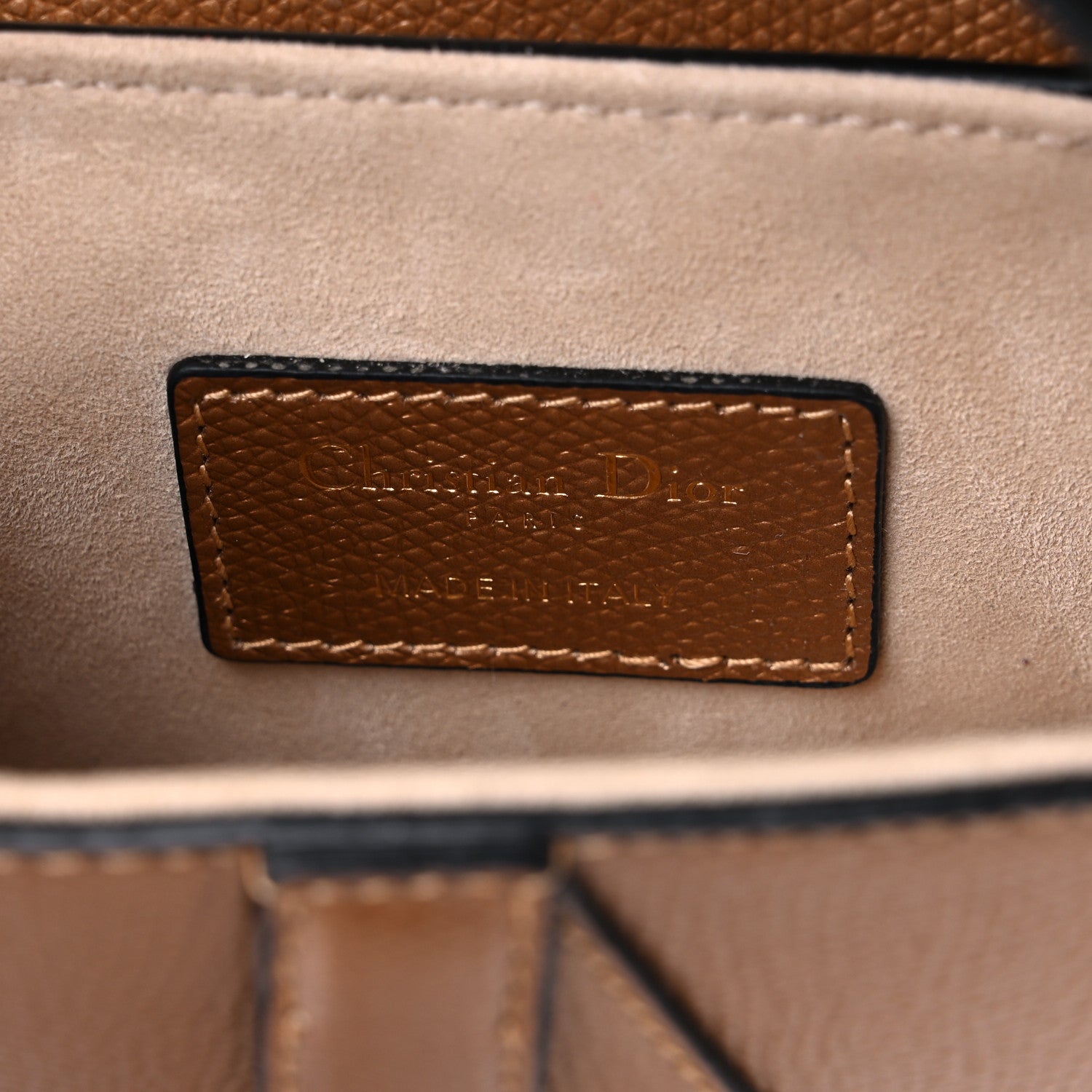 Christian Dior Metallic Grained Calfskin Mini Saddle Bag Gold 5 of 9
